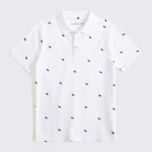 icon pique polo white moose print