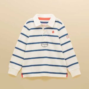 Joules Boys' Cream & Navy Striped Long Sleeve Rugby Shirt