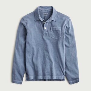 Kids' garment-dyed long-sleeve polo shirt in broken-in-jersey