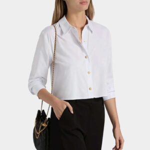 L'Agence Cosette Cropped Button-Front Shirt
