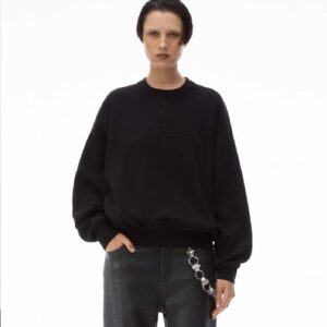 Logo Embossed Ribbed Pullover in Soft Chenille
