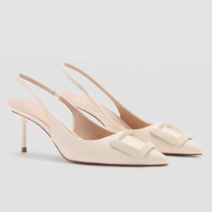 Patent heeled shoes Ecru