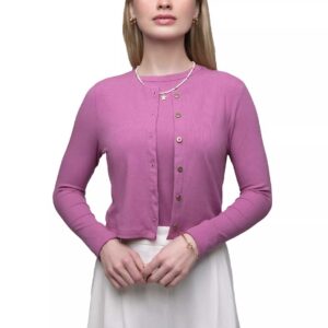 Point Classic T Shirt Cardigan Sweater Rose Violet