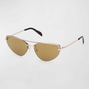Pucci Semi-Rimmed Metal & Acetate Cat-Eye Sunglasses