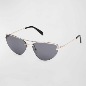 Pucci Semi-Rimmed Metal & Acetate Cat-Eye Sunglasses Gold smoke
