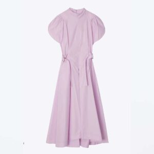 Puff Sleeve Poplin Flare Dress