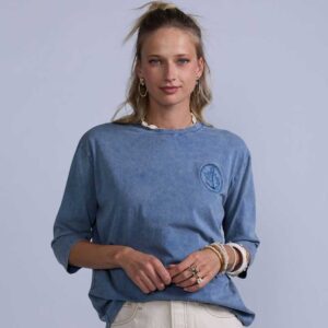 RAVE ON TREND Anchor Crest Oversized Tee - Blue