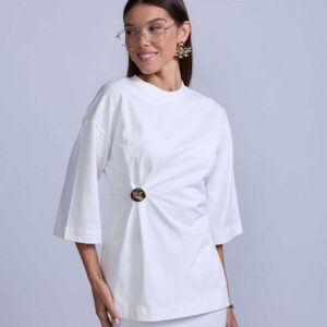 RAVE ON TREND Brooch Gather Tee