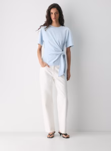 Babaton Interlock Cotton Assent T-Shirt, Double-knit 100% cotton tie detail tee