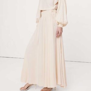 Smocked Georgette Maxi Skirt