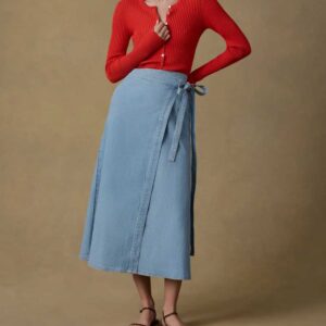 Solstice Denim Wrap Skirt - Bay Drift Wash