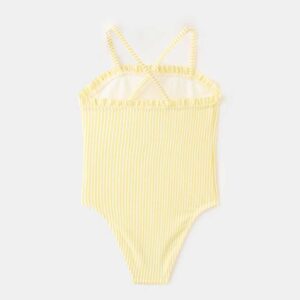Striped textured swimsuit Yellow