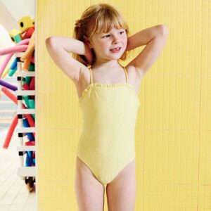 Striped textured swimsuit Yellow