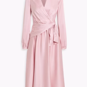 BADGLEY MISCHKA Bow-detailed hammered-satin midi dress