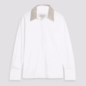 TWP E. B. crystal-embellished cotton-poplin shirt