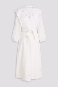 ZIMMERMANN Broderie anglaise-trimmed linen midi dress