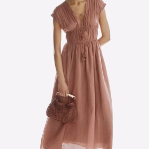 Drawstring-Detail Ramie Dress