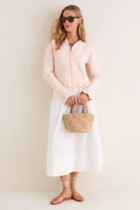 Pomander Place Pottery Pink Knit Patterson Ruffle Sweater