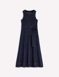 Sleeveless Zip Denim Dress Indigo Wash