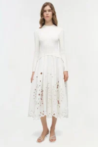 Daila Embroidered Knit Midi Dress