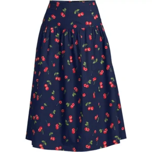 Women's Poplin Drop Waist Midi Skirt - Set Bottom