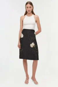 Arla Floral Jacquard Midi Skirt
