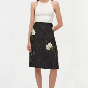 Arla Floral Jacquard Midi Skirt