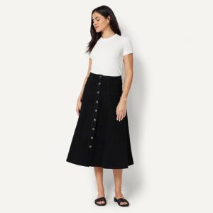 Amazon Essentials Women's A-Line High-Rise Denim Button-Down Midi Skirt