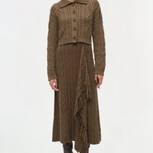Kara Wool Fringe Midi Skirt