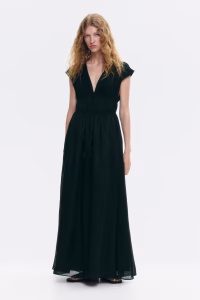 Drawstring-Detail Ramie Dress