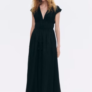 Drawstring-Detail Ramie Dress