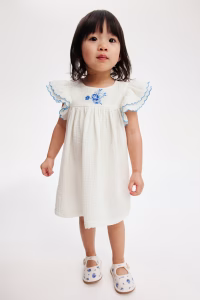Laura Ashley H&M Embroidered-Detail Cotton Dress