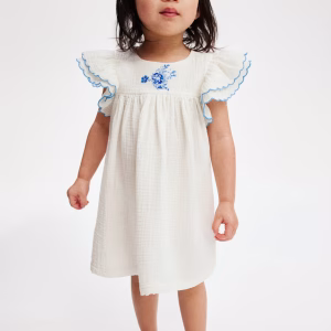 Laura Ashley H&M Embroidered-Detail Cotton Dress