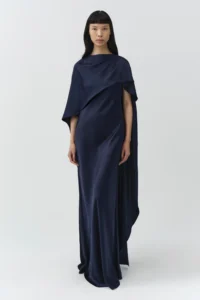 Izel Satin Cape Gown