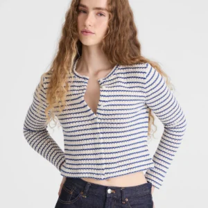Textured-Knit Button-Front Cardigan