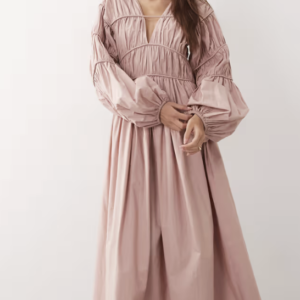 ARRANGE ovoid sleeve seam detail maxi dress in pink
