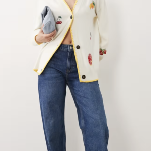 Never Fully Dressed knit fruit cardigan in cream