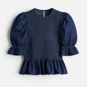 Smocked Denim Blouse H&M