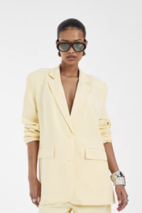 Pieces mix & match tailored oversized boxy blazer in pale yellow
