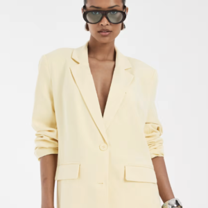Pieces mix & match tailored oversized boxy blazer in pale yellow