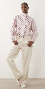 Miss Selfridge scallop detail windbreaker in pink polka dot
