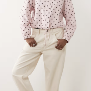 Miss Selfridge scallop detail windbreaker in pink polka dot
