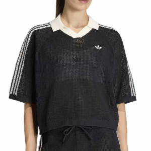 Adidas Originals crochet polo in black