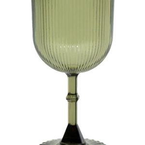 Efavormart 12-Pack 9oz Dusty Sage Green Plastic Wine Glasses, Vintage Ribbed Pattern Transparent Reusable Shatterproof Goblets for Garden Parties