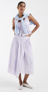 Kiss The Sky tie waist midi skirt in lilac stripes – part of a set