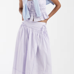 Kiss The Sky tie waist midi skirt in lilac stripes - part of a set