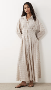 ASOS DESIGN cinched detail maxi shirt dress in neutral stripes