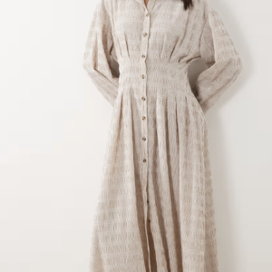 ASOS DESIGN cinched detail maxi shirt dress in neutral stripes
