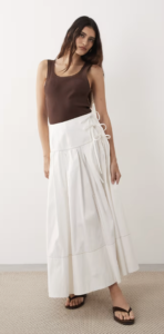 ARRANGE tie front wrap maxi skirt in white