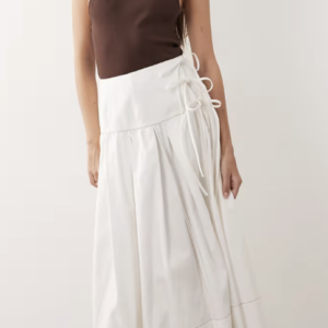 ARRANGE tie front wrap maxi skirt in white